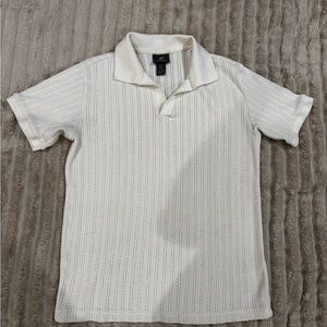 H&M Cream Polo Shirt with Subtle Stripes